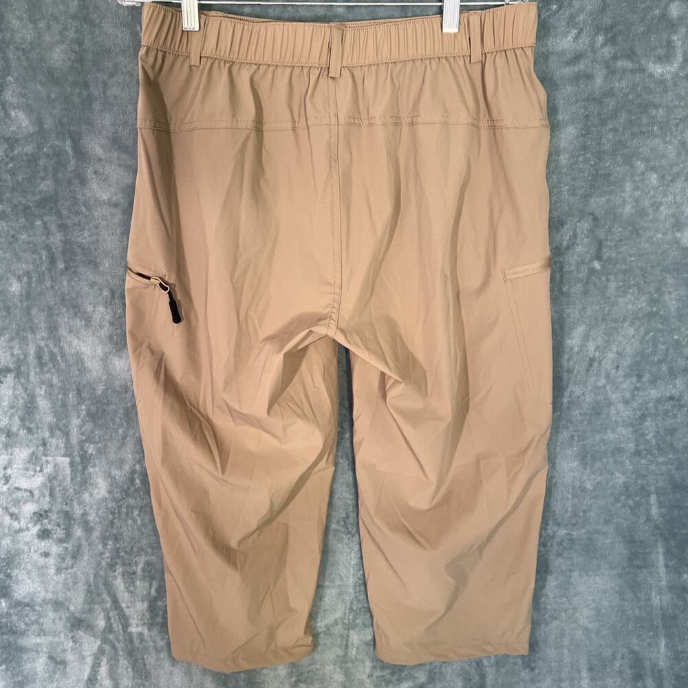 Kuenlun Top Knee Tan Shorts Large Elastic Waist Zippered Pockets, Lightweight - Picture 9 of 9